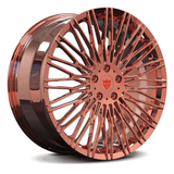 Custom rose gold forged monoblock wheel with intricate design for corvette c1-c8, crafted from aerospace-grade 6061-T6 aluminum.