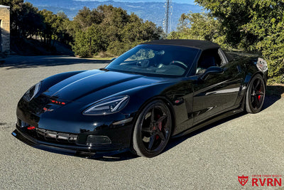 Corvette C6 Convertible forged wheels RV-MC35 custom 5 spoke wheels gloss black spoke and barrel brushed red inner barrel 19x9 20x12