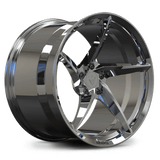 RVRN RV-mc35 custom forged monoblock wheels in chrome finish, 5 spoke design with super concave