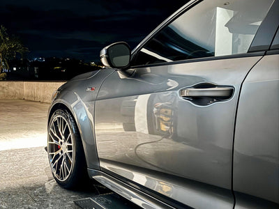 Rear view of 2025 Acura Integra Type S on RVRN RV-MC65 – 19x10.5 rear +57.4mm, polished dark gun grey forged wheels.