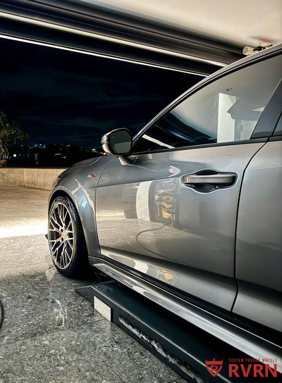 2025 Acura Integra Type S with RVRN RV-MC65 wheels – 19x10 front +51mm, high-gloss polished dark gun grey finish.