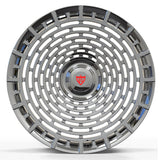 Custom forged monoblock chrome rim with intricate spiral design, ideal for Cadillac CT6 and other vehicles.