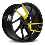 Custom forged monoblock wheels in black and yellow, perfect for adding style to Corvette rims.