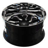 Custom forged monoblock deep dish rim for Dodge Ram trucks, shown with a black and chrome finish.