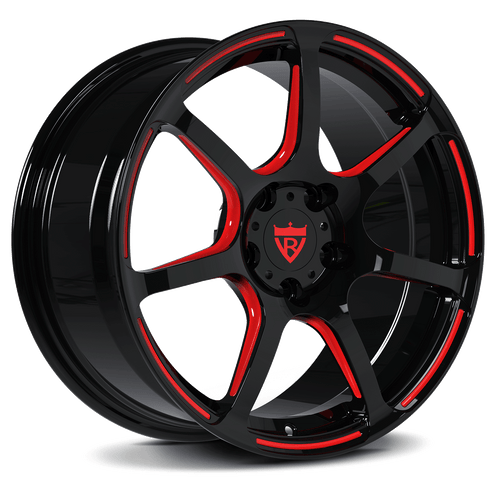 Tesla Model Y custom wheels with 19inch staggered setup, black and red color combo, best custom forged wheels for Tesla Models
