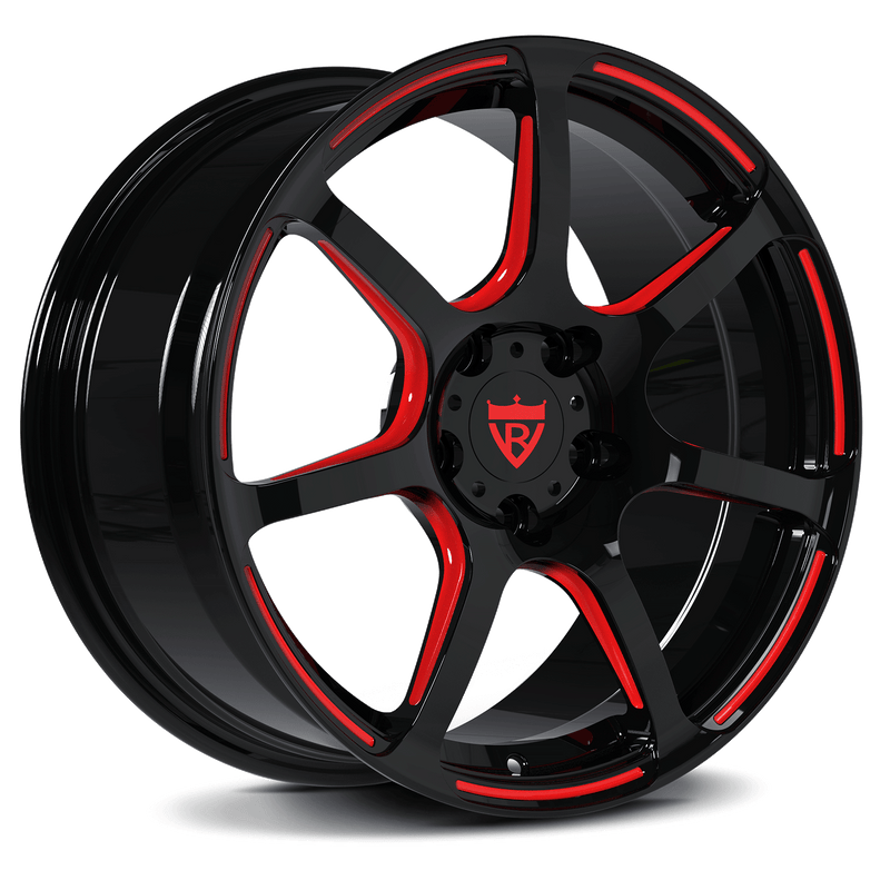Tesla Model Y custom wheels with 19inch staggered setup, black and red color combo, best custom forged wheels for Tesla Models