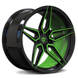 Apple Green Corvette C8 Forged Wheels - RVRN Custom 5 Star Concave Monoblock Rims