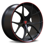 Red and Black concave rims for your Corvette C8, RVRN custom forged monoblock wheels series