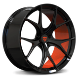 Black and orange concave rims for your Corvette C8, RVRN custom forged monoblock wheels series