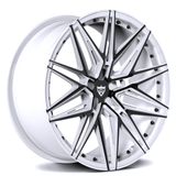 Black white custom wheels for 2021 Ford Shelby GT500, 20inch x10 wheel size, with white screws on it.