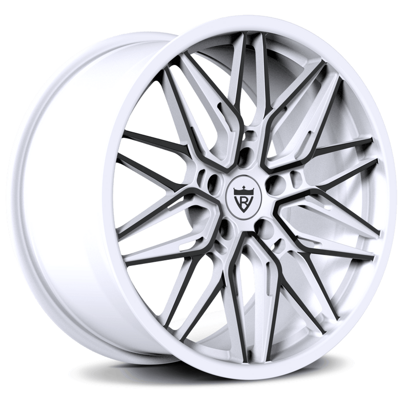 Corvette C7 custom 20-inch white and black forged wheel, RV-MS808 design, made from aerospace-grade 6061-T6 aluminum alloy