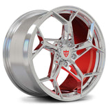 Custom forged 1-piece RV-MV03 wheels for Chevrolet Corvette C7, featuring a sleek design with red accents.