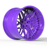 Purple rims with a big lip size, custom forged 3-piece wheels series by RVRN RV-T081 Series