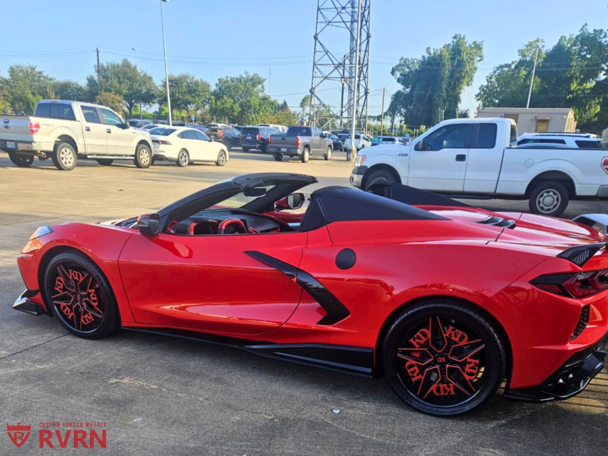 Close-up of forged wheel machining detail for 2024 Corvette C8 Z51, premium craftsmanship and design your own wheels customization