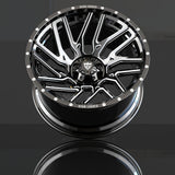 Custom forged monoblock wheel with super concave design, ideal for trucks and pickups, showcasing 20-inch polished rim.