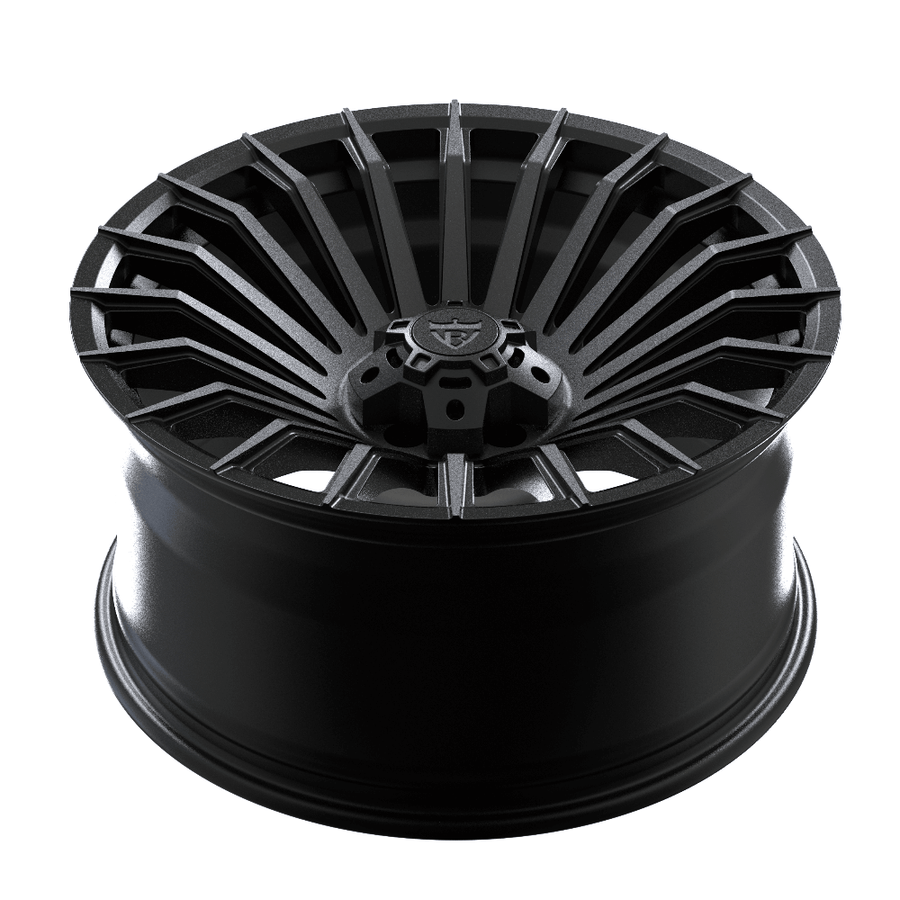 RVRN RT-02M forged land rover defender rims featuring aggressive concave profile, black and gray finish and custom luxury SUV wheel design