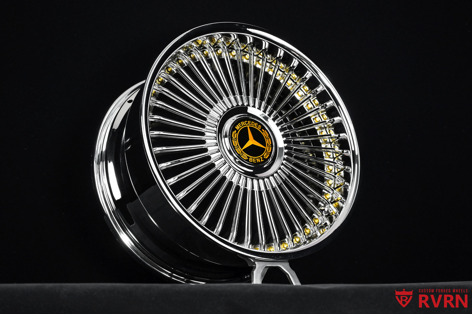 Backside view of RVRN forged wheel RV-DM05 chrome finish