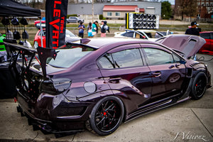 Gear lip detail of custom 19x11 forged wheel for 2017 Subaru STI, deep dish, JDM custom finish