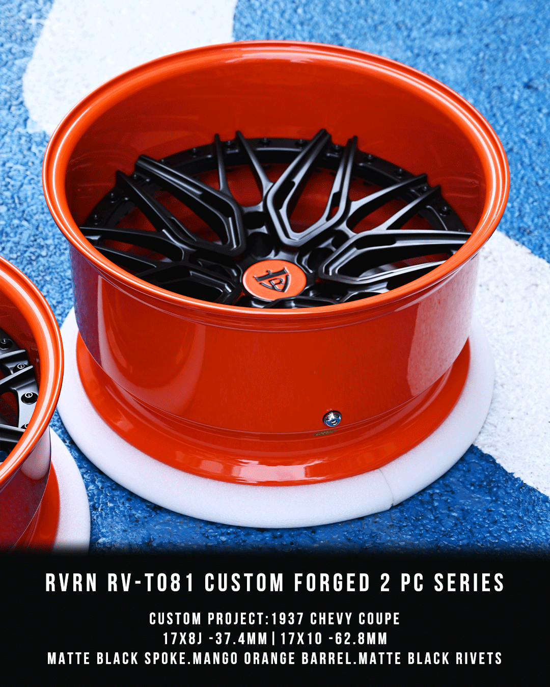 Custom Rv Rims DEEP DISH CHROME CUSTOM FORGED THREE PIECE WHEELS: RV-T081