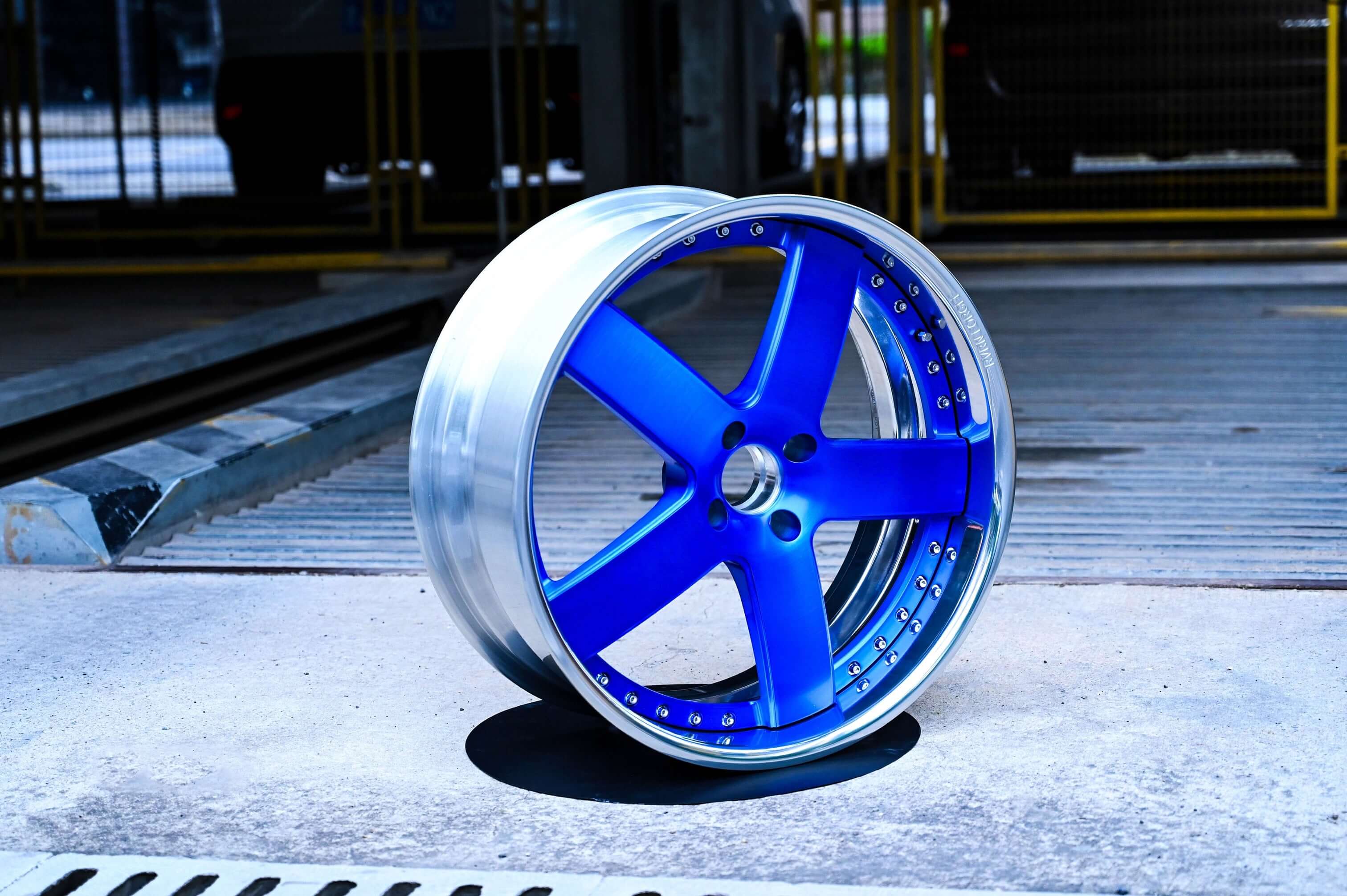 custom 5 spoke blue deep dish forged wheels for 1991 ford mustang with 17inch size and 4 lug, mustang rims