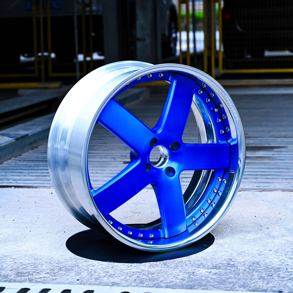 2024 Ford Mustang Wheels-19inch Custom Black&Blue Concave Rims