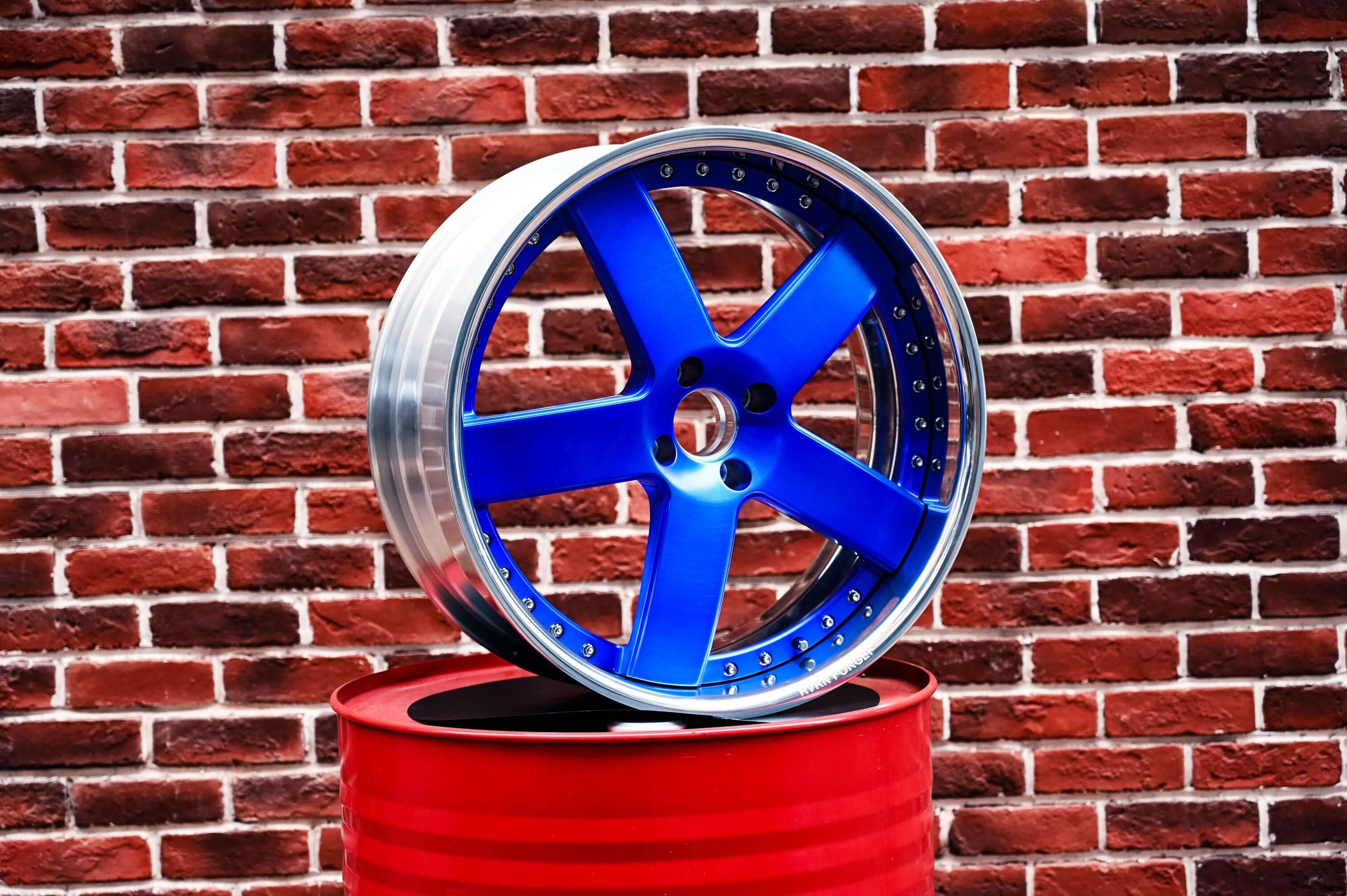 custom 5 spoke blue deep dish forged wheels for 1991 ford mustang with 17inch size and 4 lug, mustang old school classic rims