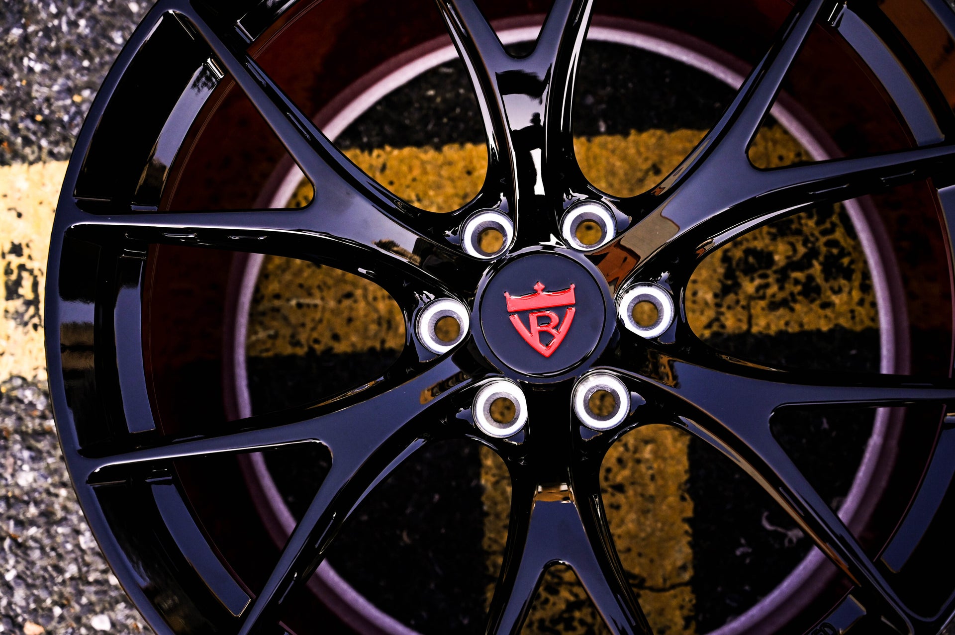 Black and red custom wheels-Dodge Viper 6 lug aftermarket rims-custom per order