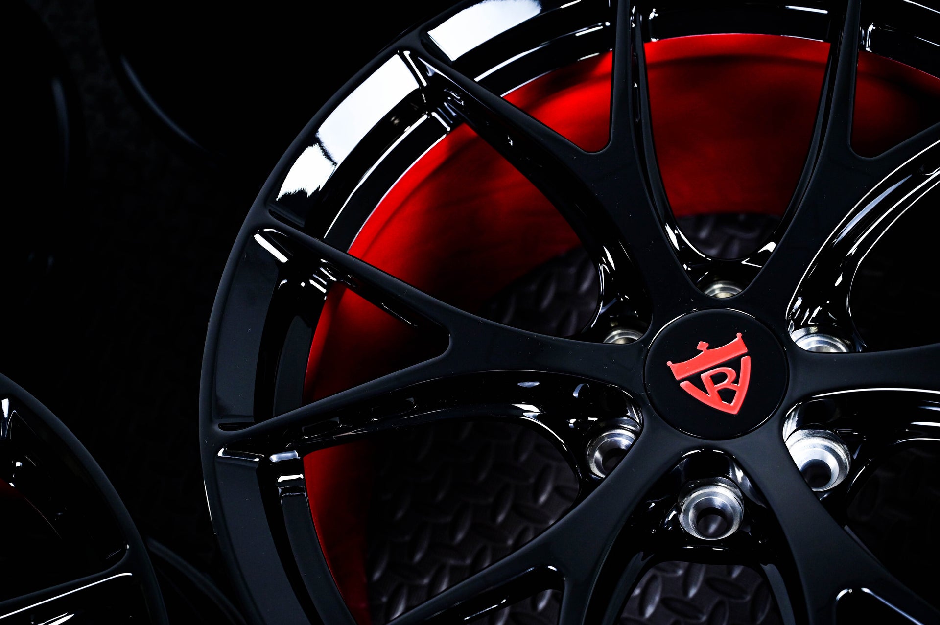 Black and red custom wheels-Dodge Viper 6 lug aftermarket rims-custom per order