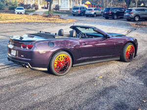 Custom gradient RV-T081 wheels installed on Camaro ZL1 20x10 front 20x11 rear deep dish