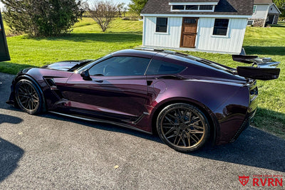 2018 Corvette C7 Grand Sport custom wheels 19x10 +33MM front fitment gloss black spoke purple lip