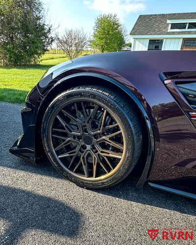Custom Corvette C7 wheels gloss black and purple lip detail 19x10 front 20x12 rear forged wheels