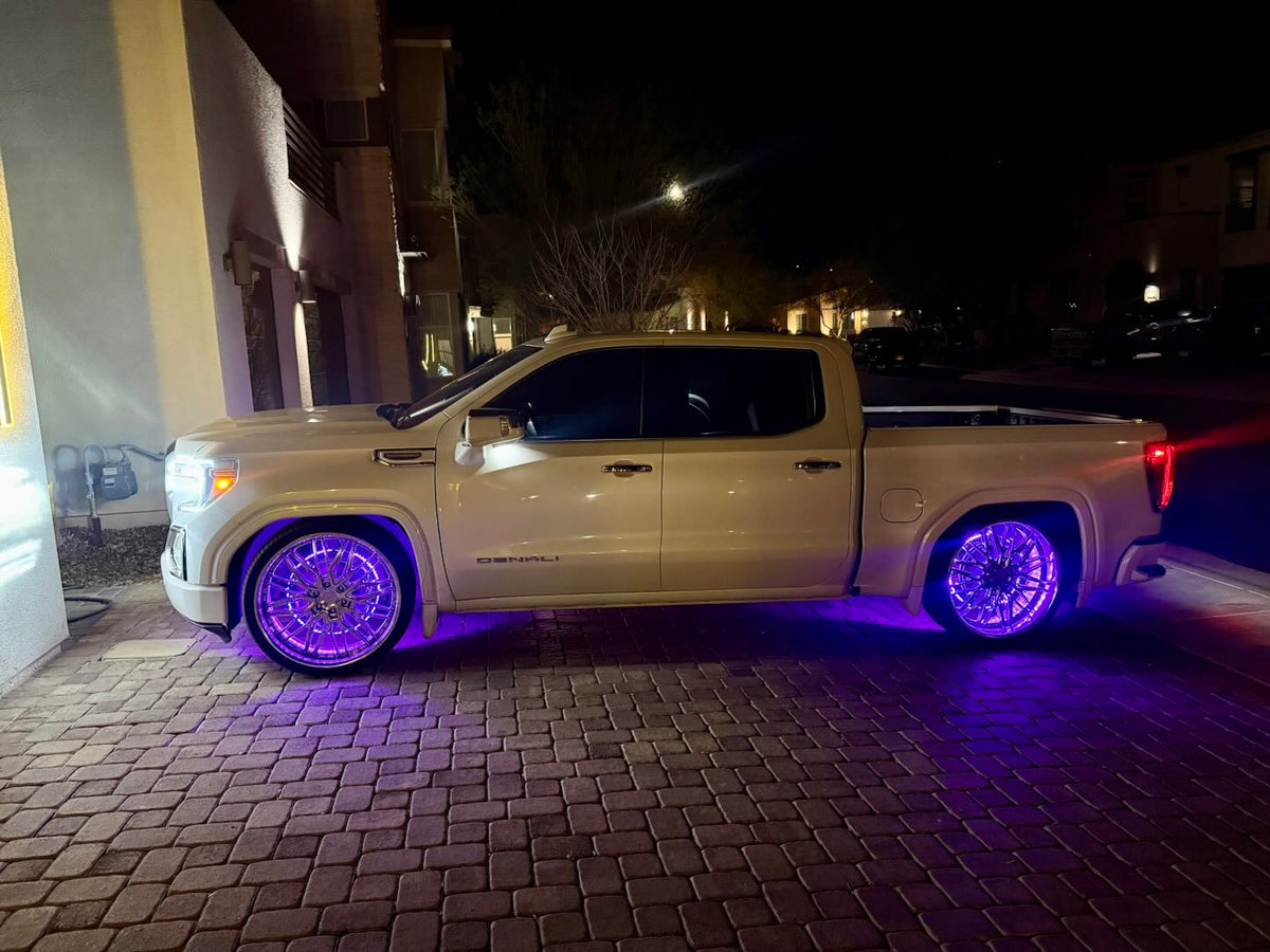 2022 GMC Sierra Denali fitted with polished RV-T081 custom all polished forged wheels