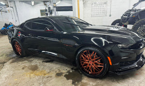 Rear view of 2023 Camaro SS with RVRN RV-T081 forged 2-piece deep dish wheels – 22x10.5 gloss black barrel