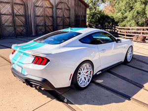Mustang GT staggered wheels – 20-inch custom forged wheels for a sleek and aggressive look.