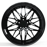 Black custom forged 2-piece wheel RV-T081 Step Lip Series for Dodge Challenger Hellcat by RVRN Wheels.