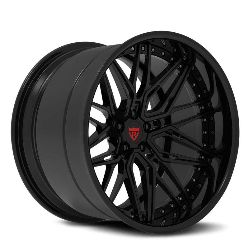 dodge challenger hellcat custom wheels, all glossy black with 20x10 and 20x11 size and deep lip style-RVRN Forged 2-Piece RV-T081 Series