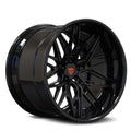 hellcat challenger forged black and orange wheels, RVRN RV-T081 custom forged 2-piece deep dish rims series
