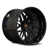 hellcat challenger forged black and orange wheels, RVRN RV-T081 custom forged 2-piece deep dish rims series