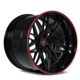 2016 dodge challenger rims, black and red custom forged 2-piece deep dish wheels, RV-T081 series 