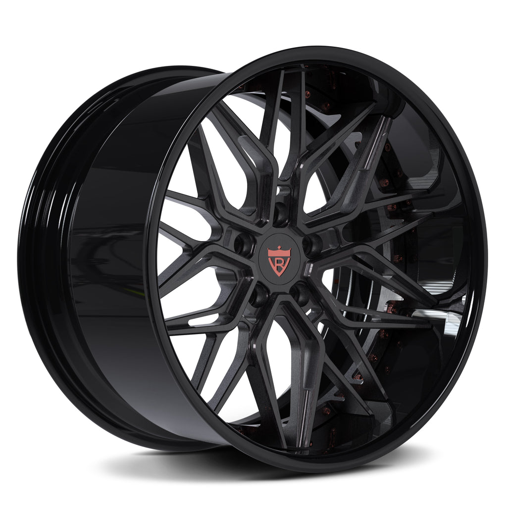 DEEP DISH 3-PIIECE FULLY FORGED WHEELS: RV-T081 BLACK RIMS