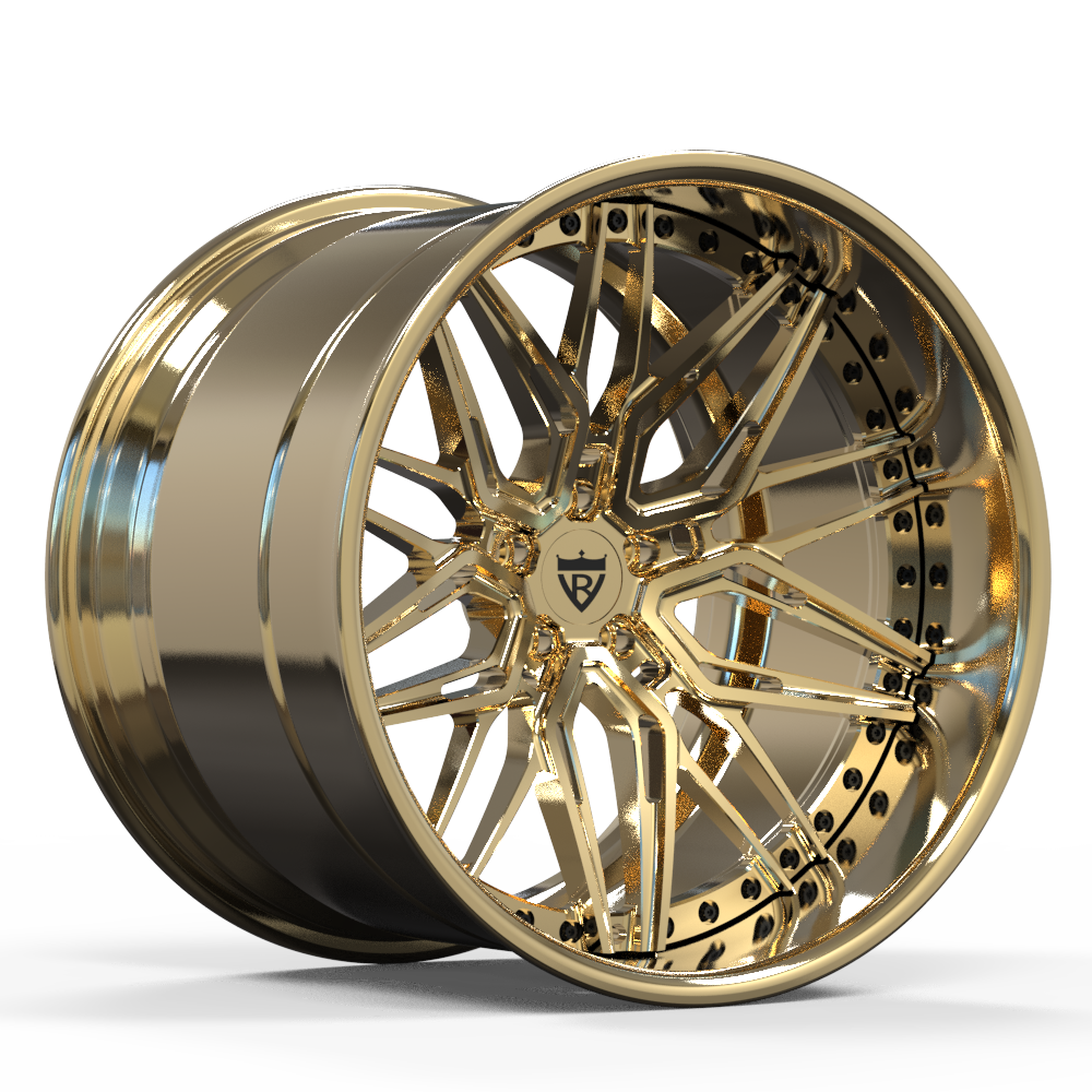 Triangle Rims Golden Deep Dish Gold Custom 3pc Wheels : RV-T081 | RVRN FORGED