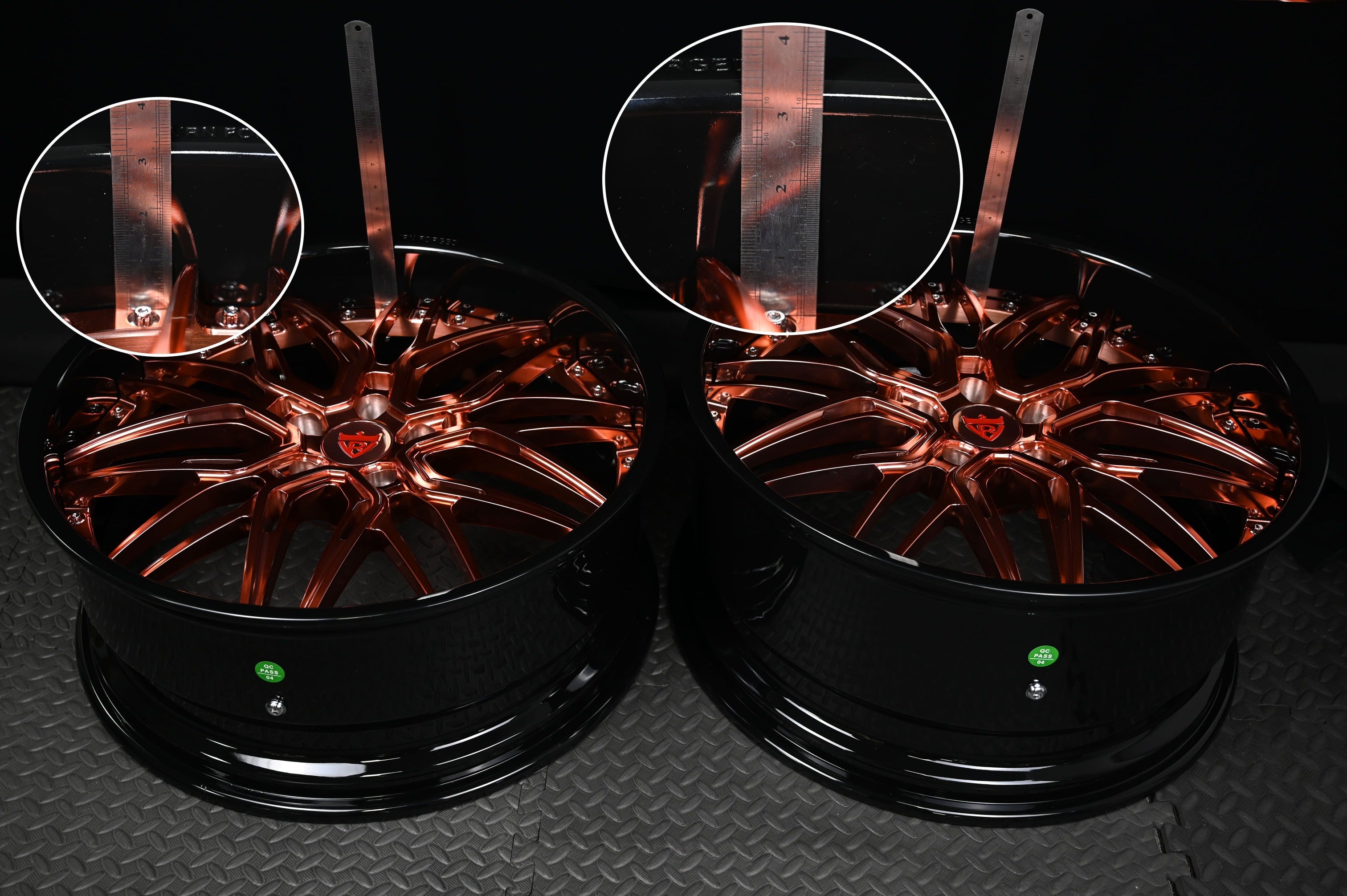DEEP DISH 3-PIECE FORGED WHEELS RV-T081: ROSE GOLD RIMS