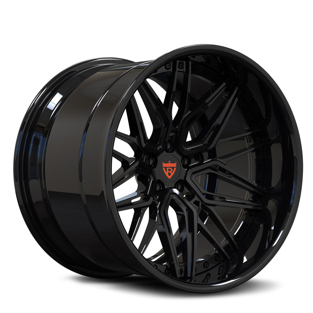 DEEP DISH 3-PIIECE FULLY FORGED WHEELS: RV-T081 BLACK RIMS