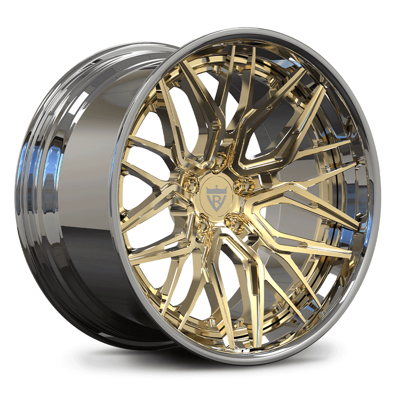 RVRN RV-C081 Custom Forged 2-Piece Wheels for BMW M6 - Super Deep Concave Design in Chrome and Gold Color 