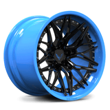 Custom forged concave Corvette C8 wheels in blue and black finish, ideal for performance and style.