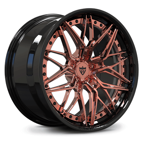 Custom forged 2-piece rose gold wheels for Toyota Supra, featuring a sleek design and aerospace-grade aluminum, perfect for performance.