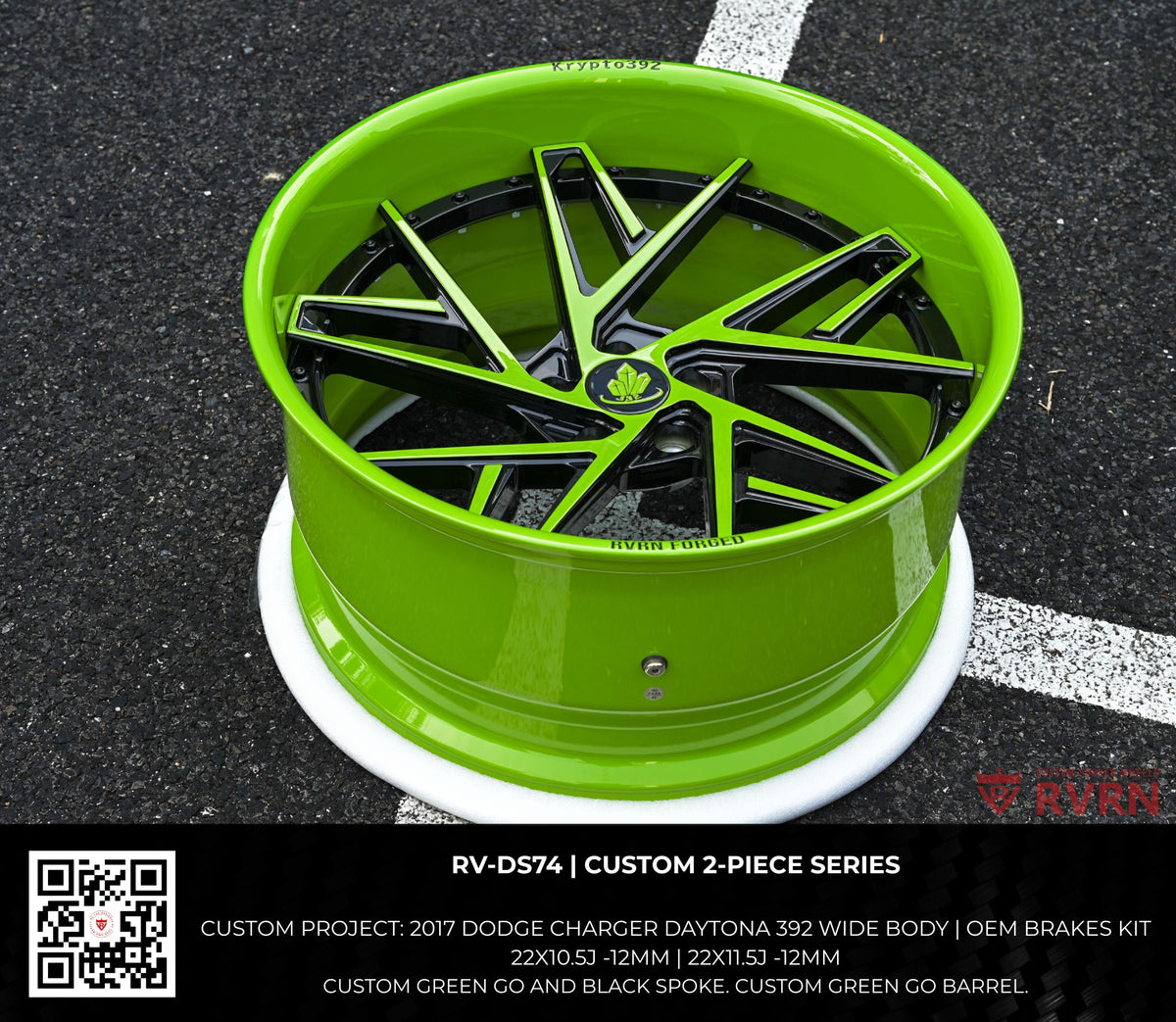 RV-DS74 Custom Green Go and Black Spoke wheel for Dodge Charger