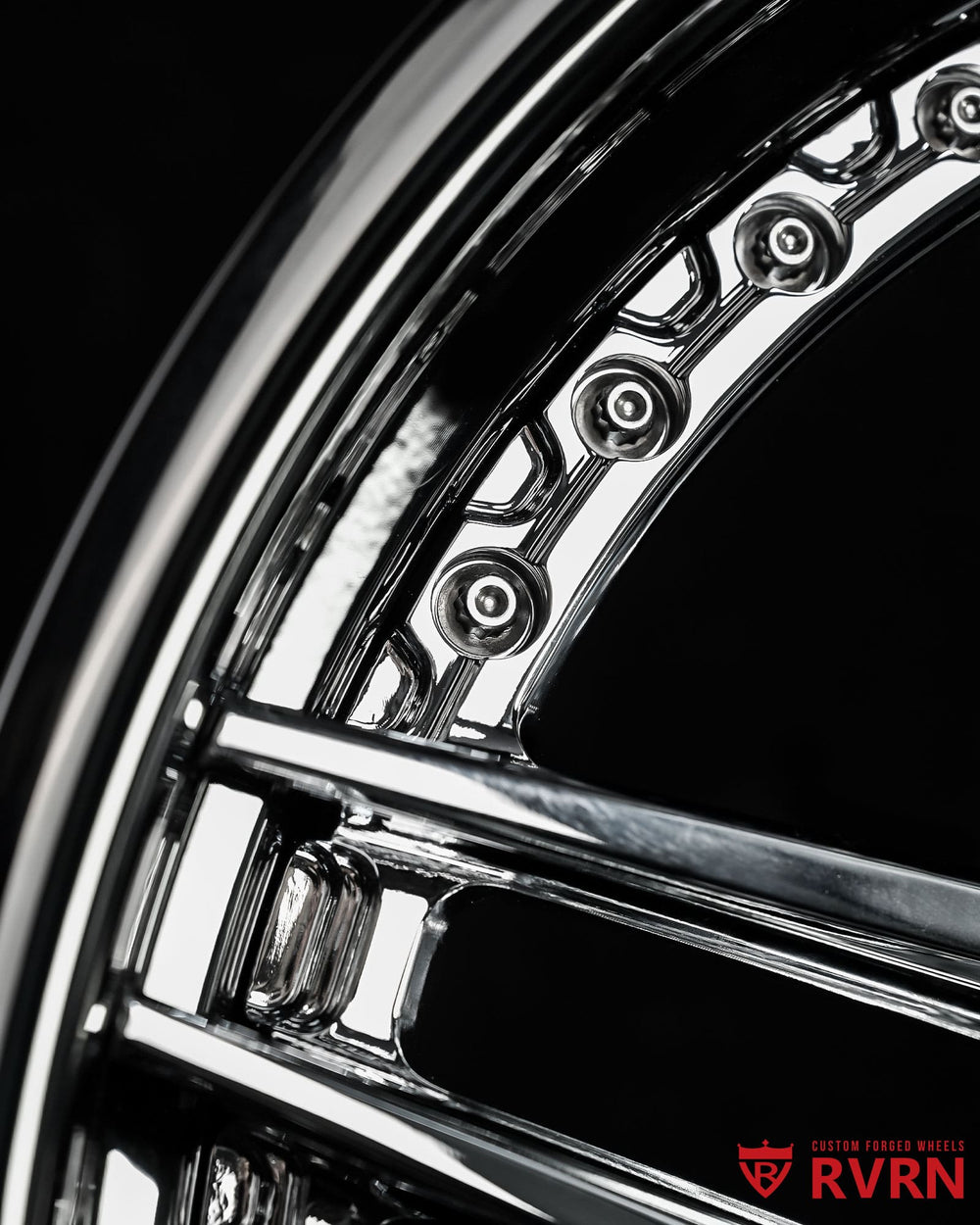 20-inch staggered RVRN forged wheels for 1987 Chevrolet Monte Carlo SS with chrome spoke and gloss black lip