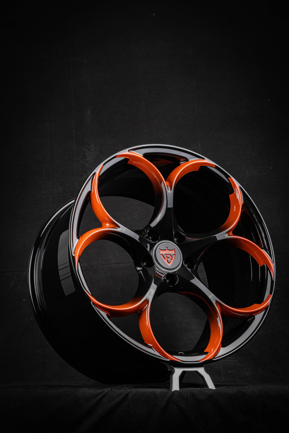Corvette C8 RV-MS016 custom black and orange forged wheel by RVRN Wheels