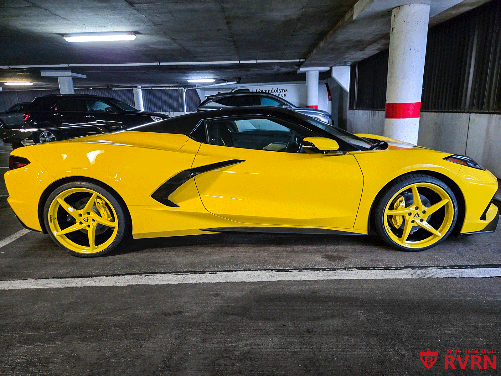 Dave Ambrose 2026 Corvette Stingray with RV-MC35 Competition Yellow spoke wheel featured